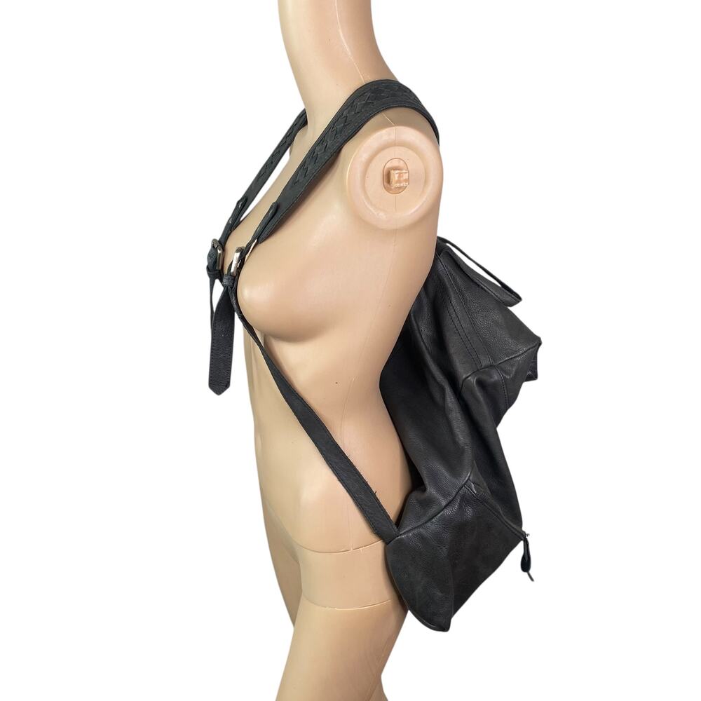 Free People Black Leather Roll-Top Backpack - Picture 7 of 16